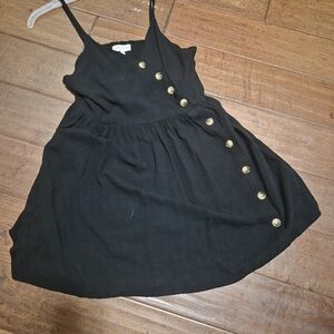 Black Button-Accent Sleeveless Dress
